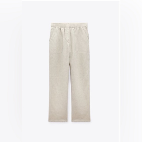 Zara Wide Legged Linen Pant Sand - Picture 3 of 6